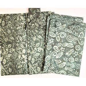 Estate Batik Holly Cotton Fabric Gold On One Side 1 yd Cut Into 2 Pieces Quilt